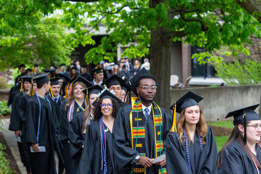 Students processing at the 2024 commencement